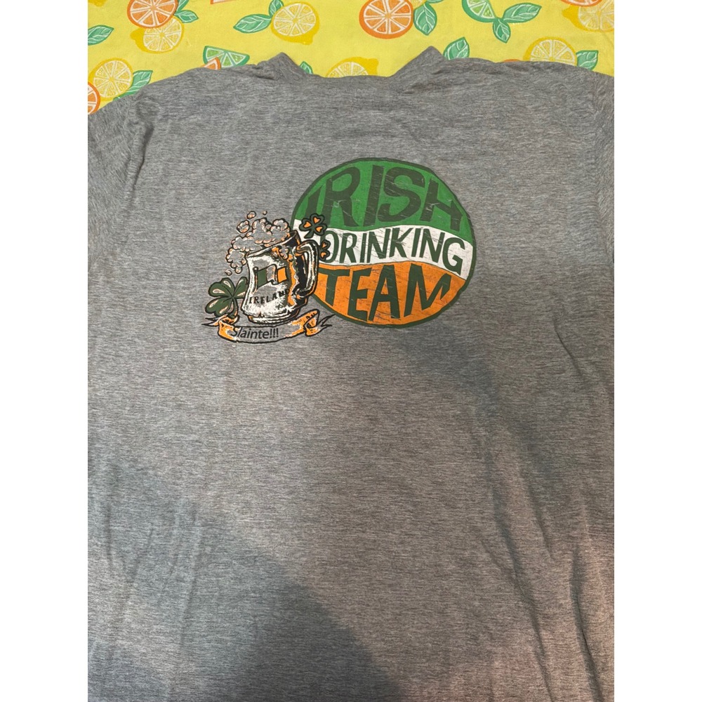 St Patricks Day Mens Croker Irish Drinking Team T-Shirt XL Gray